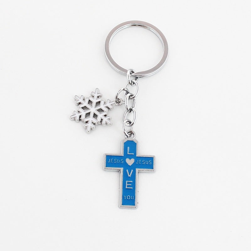 Wholesale Christmas Rainbow Cross Zinc Alloy Keychain
